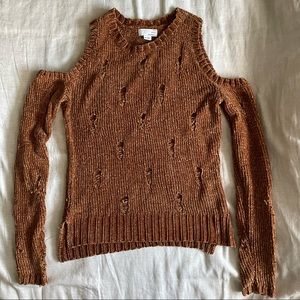 Ten Sixty Sherman - Distressed Cold Shoulder Sweater